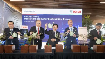 Tree planting ceremony, a tradition at Bosch Malaysia for the opening that symbolizes to the creation of high-skilled jobs and nurture the future talent in Bosch Semiconductor Backend Site, Penang